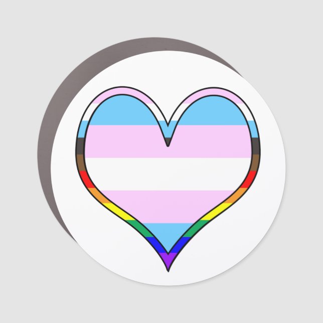 Trans Pride Heart Car Magnet (Front)