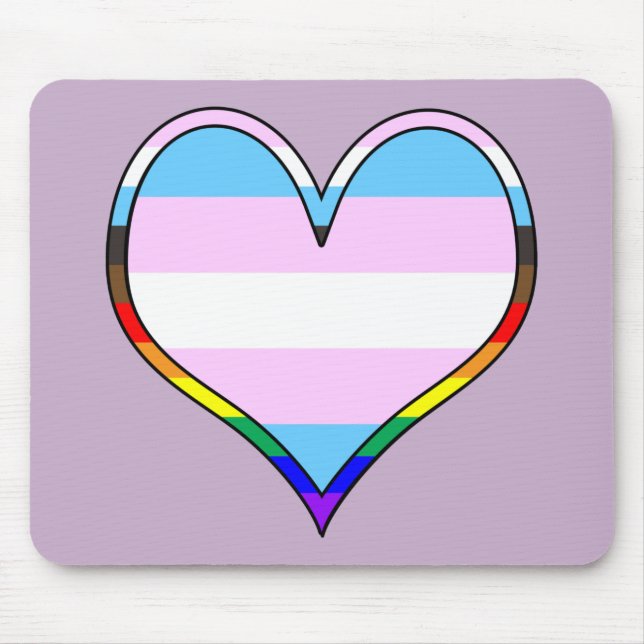 Trans Pride Heart Mouse Pad (Front)