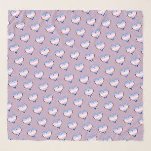 Trans Pride Heart Pattern Scarf