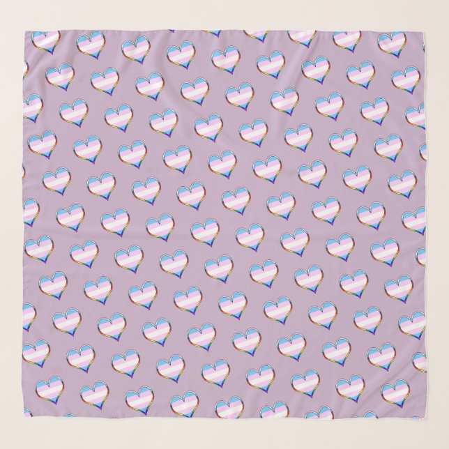 Trans Pride Heart Pattern Scarf (Front)