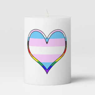 Trans Pride Heart Pillar Candle