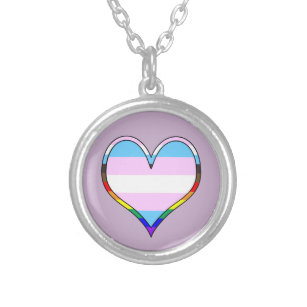 Trans Pride Heart Silver Plated Necklace