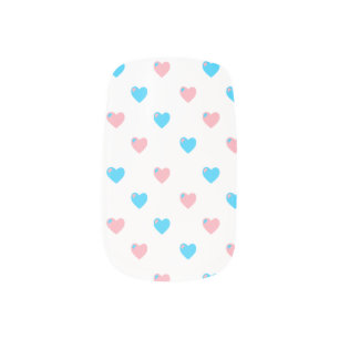 Trans Pride Hearts Nail Art