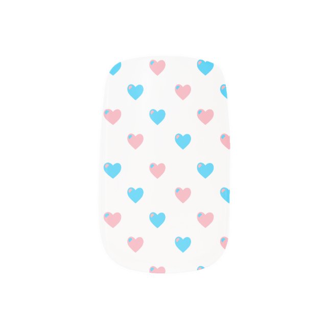 Trans Pride Hearts Nail Art (Left Thumb)