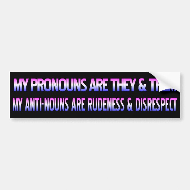 Trans Pride My Pronouns Are/My Anti-Nouns Are Bumper Sticker (Front)