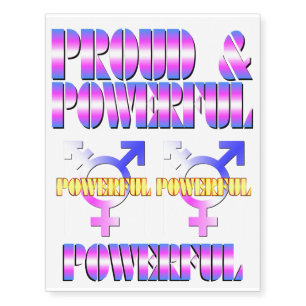Trans Pride POWERFUL - 4 Temporary Tattoos