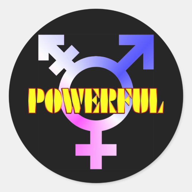 Trans Pride POWERFUL Symbol Classic Round Sticker (Front)