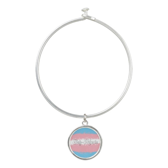 Trans pride ring bangle bracelet (Front)