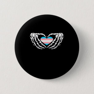 Trans Pride Skeleton Halloween Goth Heart Creative Button