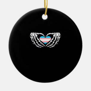 Trans Pride Skeleton Halloween Goth Heart Creative Ceramic Ornament