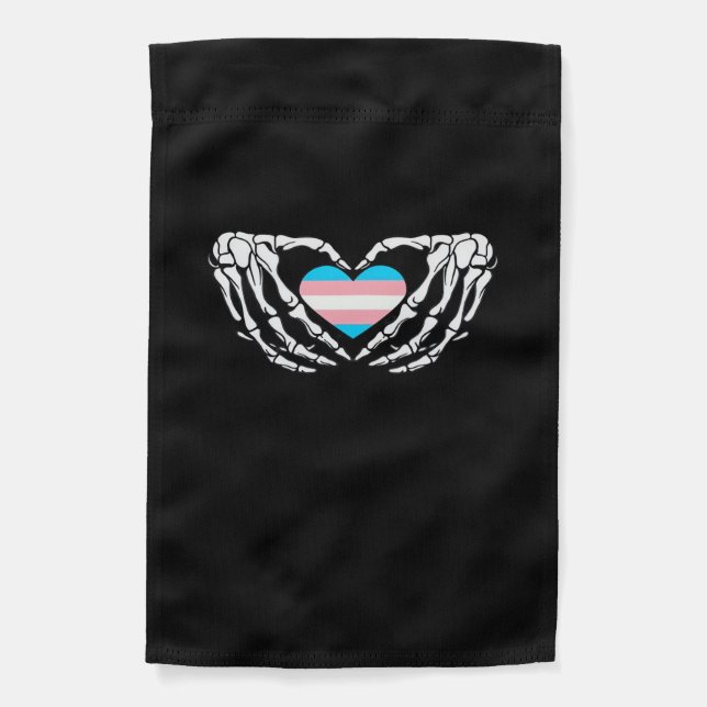 Trans Pride Skeleton Halloween Goth Heart Creative Garden Flag (Front)