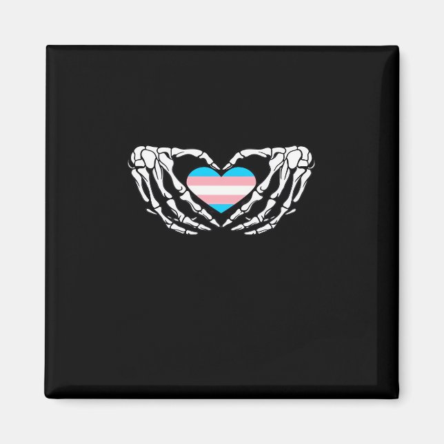 Trans Pride Skeleton Halloween Goth Heart Creative Magnet (Front)