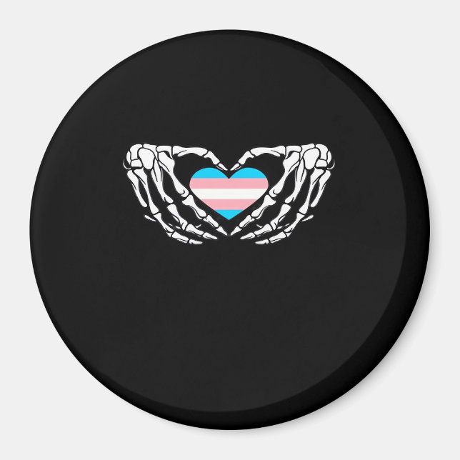 Trans Pride Skeleton Halloween Goth Heart Creative Magnet (Front)