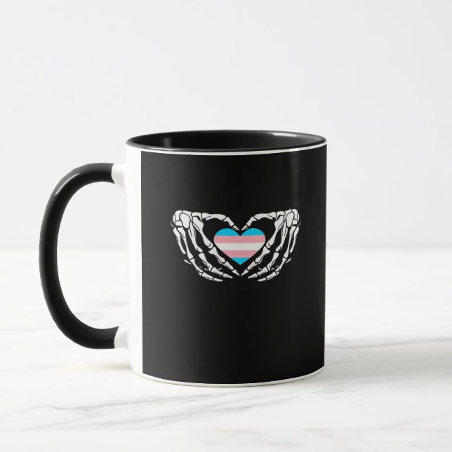 Trans Pride Skeleton Halloween Goth Heart Creative Mug (Left)