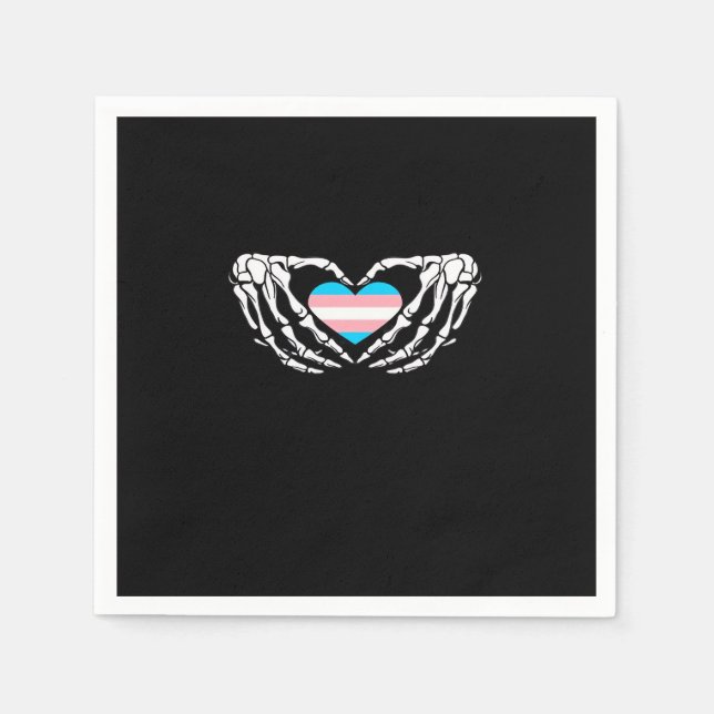 Trans Pride Skeleton Halloween Goth Heart Creative Napkins (Front)