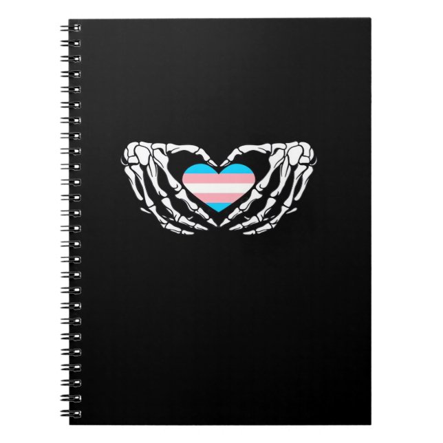 Trans Pride Skeleton Halloween Goth Heart Creative Notebook (Front)