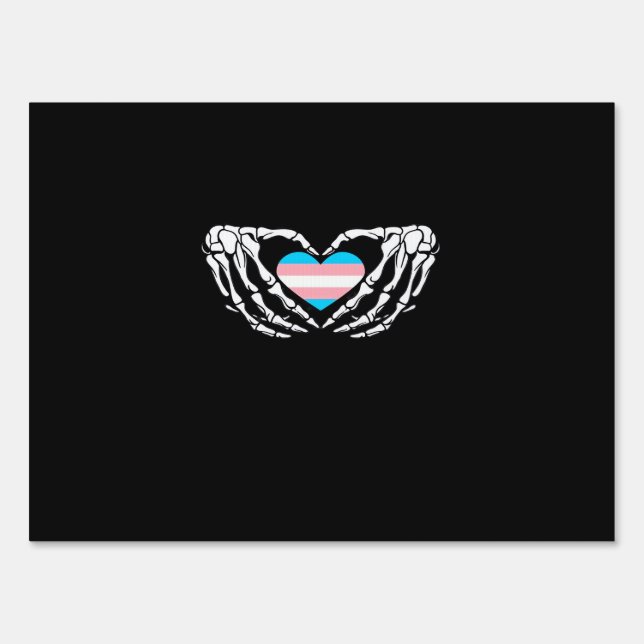 Trans Pride Skeleton Halloween Goth Heart Creative Sign (Front)