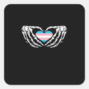 Trans Pride Skeleton Halloween Goth Heart Creative Square Sticker