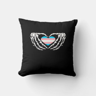 Trans Pride Skeleton Halloween Goth Heart Creative Throw Pillow