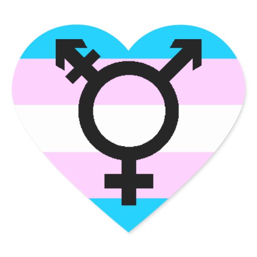 Trans Pride stickers - hearts, with symbol | Zazzle