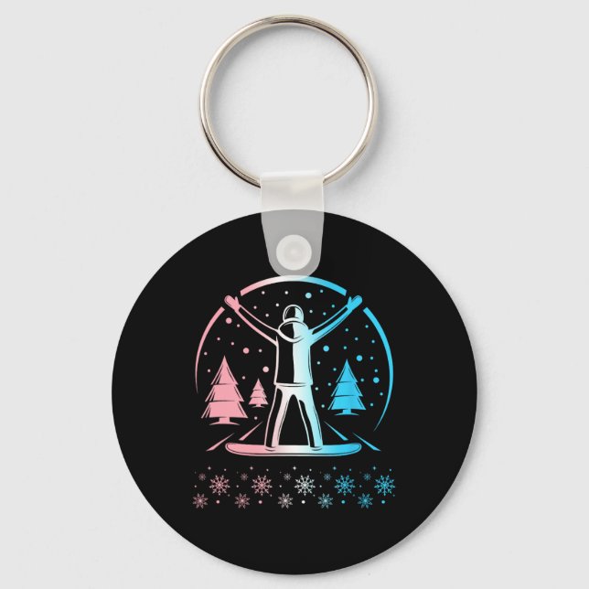 Trans Pride Subtle Lgbtq Gay Pride Winter Snowboar Keychain (Front)