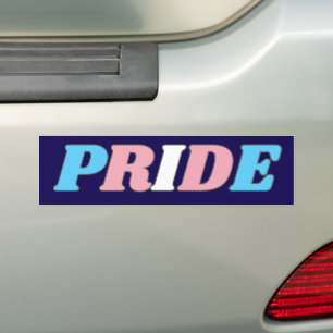 Trans Pride Transgender Flag Colors Typography Bumper Sticker