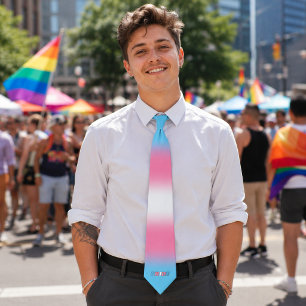 Trans Pride Transgender Flag Colors Typography Neck Tie