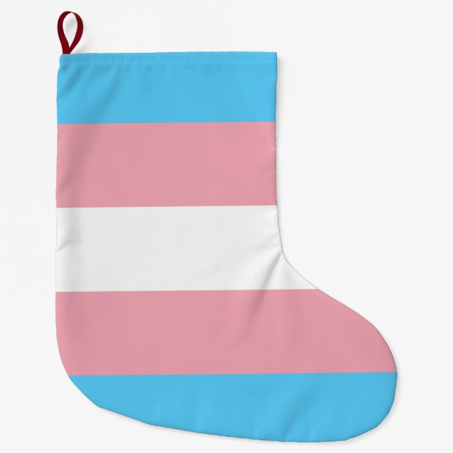 Trans Pride (Transgender Pride) Flag Large Christmas Stocking (Front)