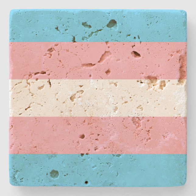 Trans Pride (Transgender Pride) Flag Stone Coaster (Front)