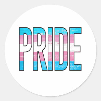 Trans Pride Word Classic Round Sticker