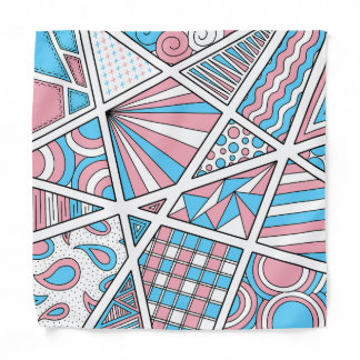 Trans Pride Zen Doodle Abstract Pink Blue White Bandana