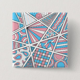 Trans Pride Zen Doodle Abstract Pink Blue White Button