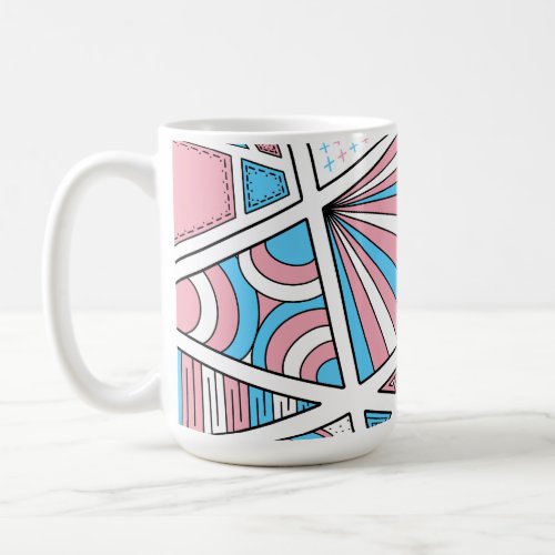 Trans Pride Zen Doodle Abstract Pink Blue White Coffee Mug