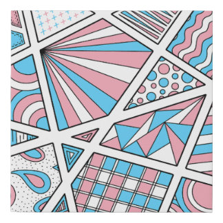 Trans Pride Zen Doodle Abstract Pink Blue White Faux Canvas Print