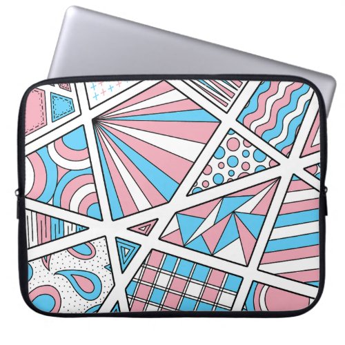 Trans Pride Zen Doodle Abstract Pink Blue White Laptop Sleeve