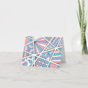 Trans Pride Zen Doodle Abstract Pink Blue White Letterpress Thank You Card