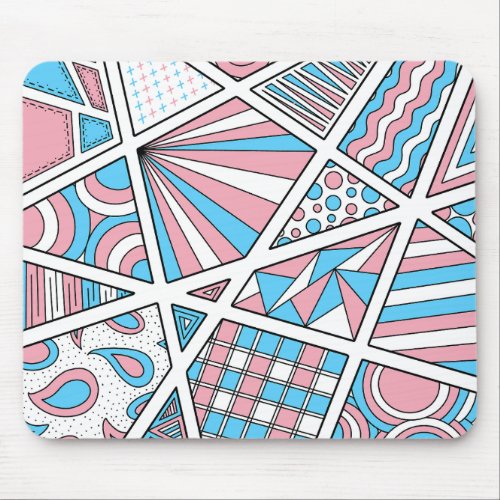Trans Pride Zen Doodle Abstract Pink Blue White Mouse Pad