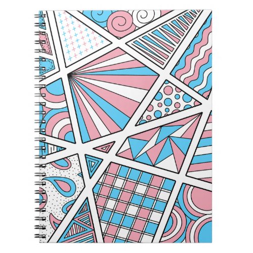Trans Pride Zen Doodle Abstract Pink Blue White Notebook