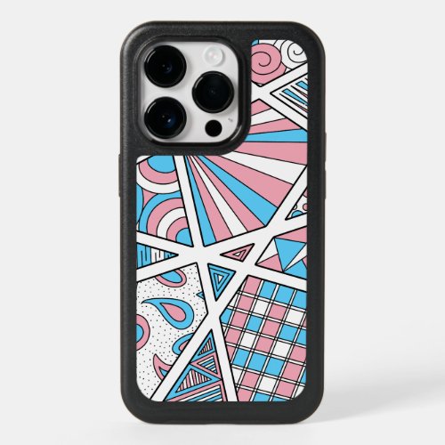Trans Pride Zen Doodle Abstract Pink Blue White OtterBox iPhone 14 Pro Case