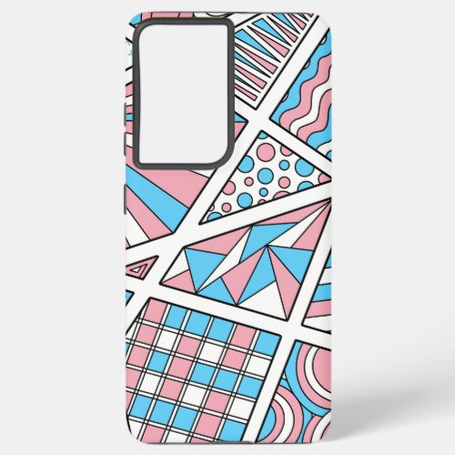 Trans Pride Zen Doodle Abstract Pink Blue White Samsung Galaxy S21 Ultra Case