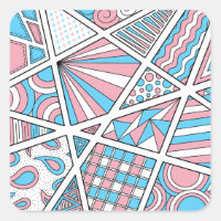 Trans Pride Zen Doodle Abstract Pink Blue White