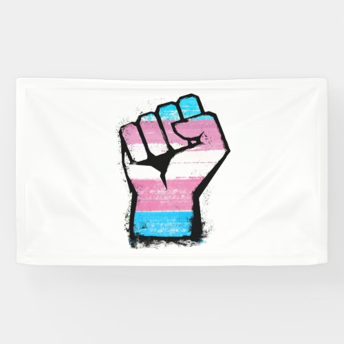 Trans Protest Fist Banner