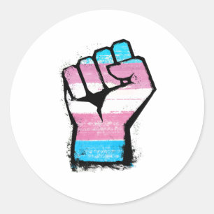 Trans Protest Fist Classic Round Sticker