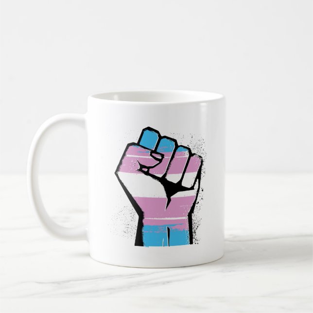 Trans Resistance - Trans Flag and Fist - -  Coffee Mug (Left)