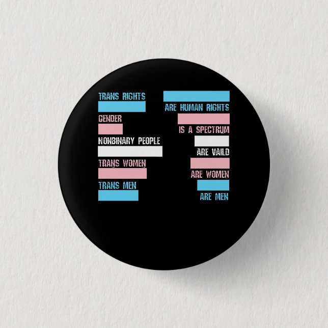 Trans Right Are Human Rights Transgender LGBTQ Pri Button (Front)