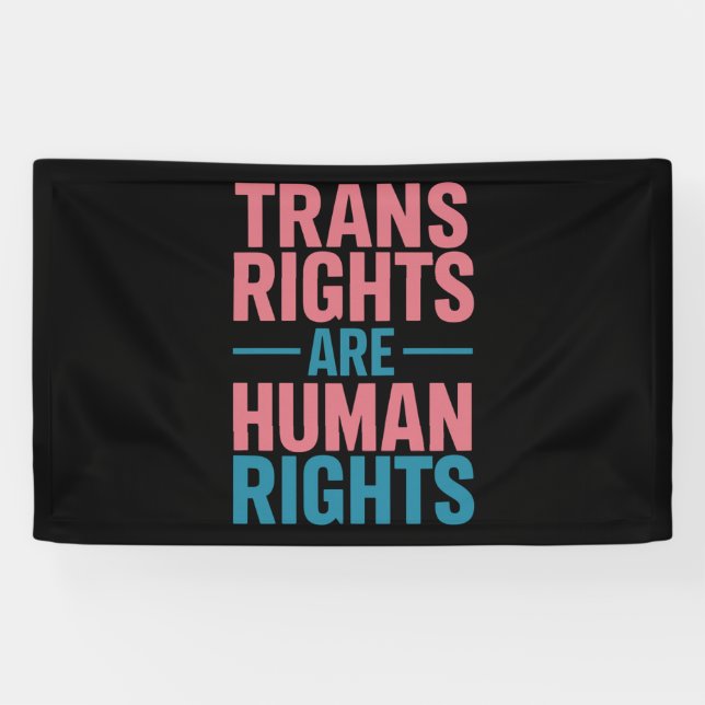 Trans Right Are Human Rights Transgender Pride Banner (Horizontal)