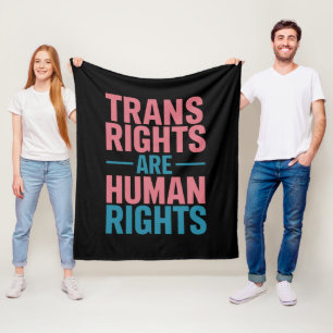 Trans Right Are Human Rights Transgender Pride Fleece Blanket