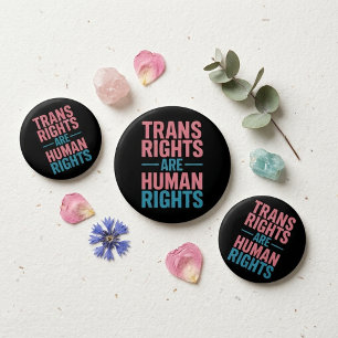 Trans Rights Are Human Rights Blue Pink Button