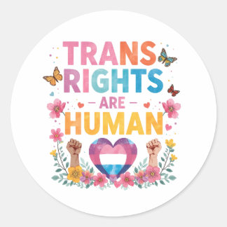 Trans Rights Are Human Rights Design Classic Round Sticker