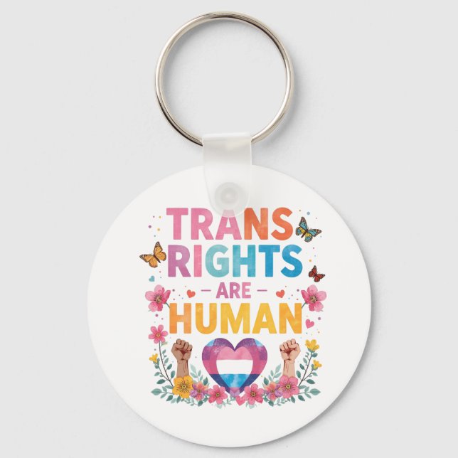 Trans Rights Are Human Rights Design | LGBTQ+  Keychain (Front)